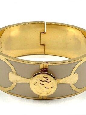 Spartina 449 Gold-Tone Bracelet with Beige Enamel Medallion